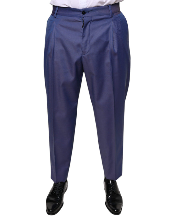 Pantalon habillé fuselé en laine bleue Dolce & Gabbana