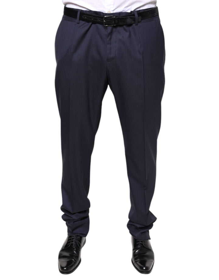 Pantalon de costume ajusté Dolce & Gabbana en laine bleue