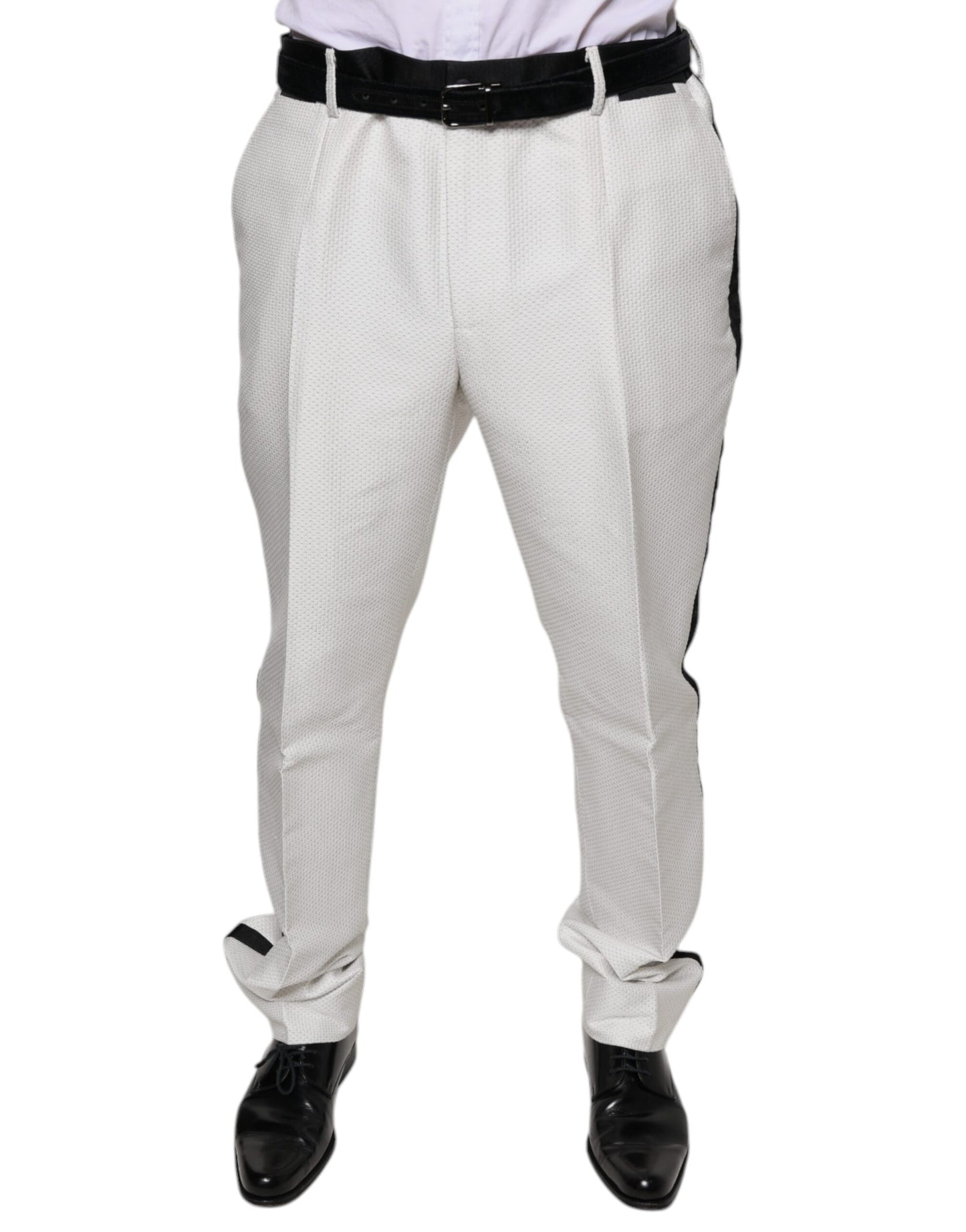 Pantalones de vestir formales Dolce & Gabbana de poliéster blanco
