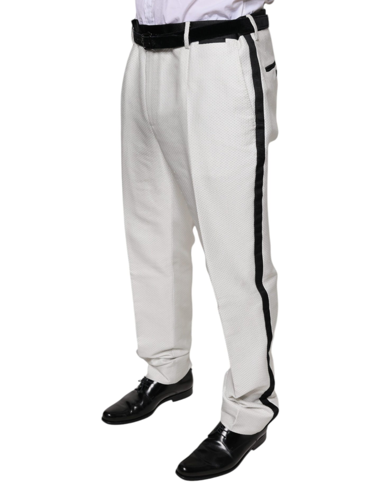 Pantalones de vestir formales Dolce & Gabbana de poliéster blanco