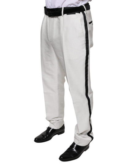 Pantalones de vestir formales Dolce & Gabbana de poliéster blanco