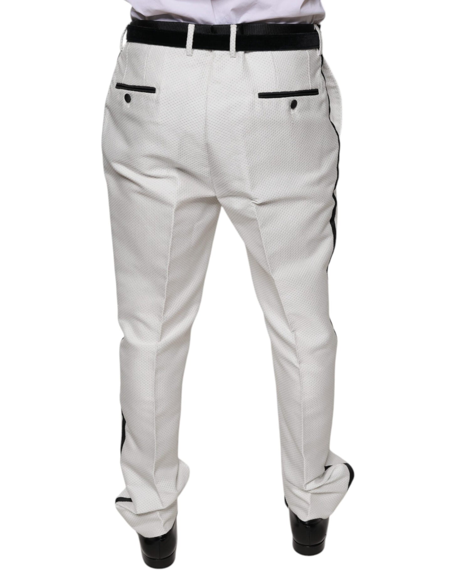 Pantalones de vestir formales Dolce & Gabbana de poliéster blanco