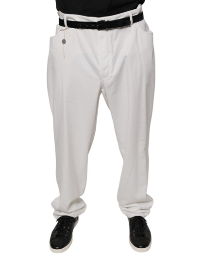 Brunello Cucinelli Pantalones de Vestir de Hombre de Algodón Blanco Corte Tapered