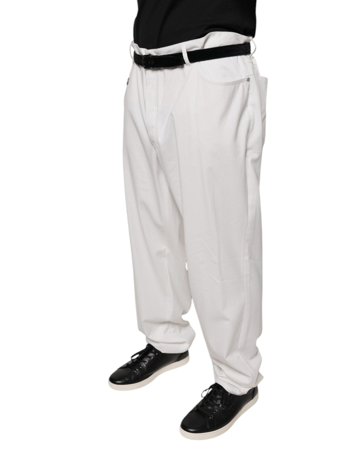 Brunello Cucinelli Pantalones de Vestir de Hombre de Algodón Blanco Corte Tapered