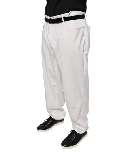 Brunello Cucinelli Pantalones de Vestir de Hombre de Algodón Blanco Corte Tapered