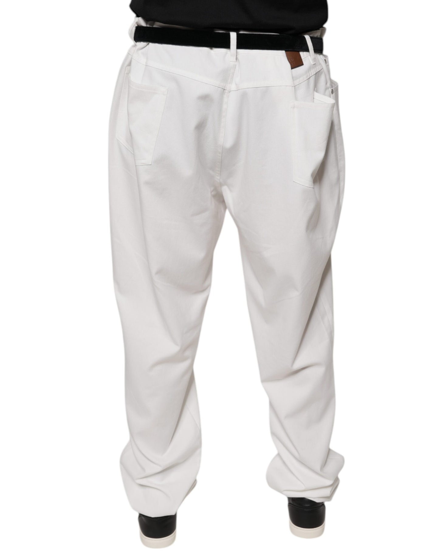 Brunello Cucinelli Pantalones de Vestir de Hombre de Algodón Blanco Corte Tapered