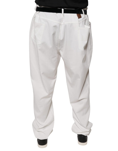 Brunello Cucinelli Pantalones de Vestir de Hombre de Algodón Blanco Corte Tapered