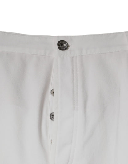 Brunello Cucinelli Pantalones de Vestir de Hombre de Algodón Blanco Corte Tapered