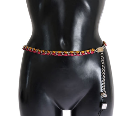 Ceinture Dolce & Gabbana en cuir rouge et jaune ornée de cristaux