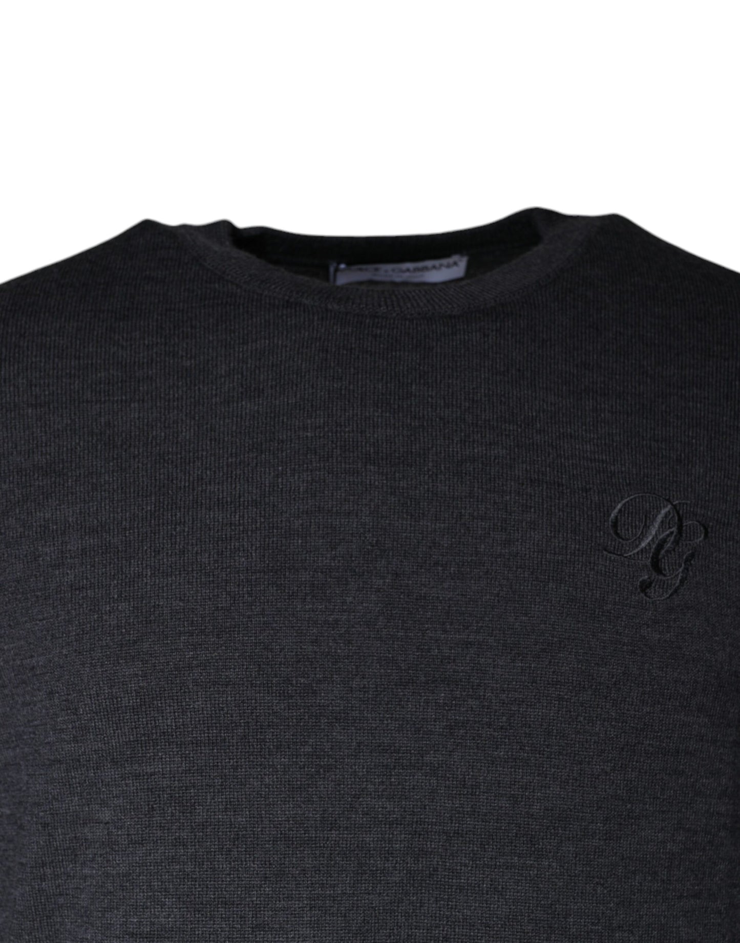 Pull ras du cou en laine gris foncé Dolce & Gabbana