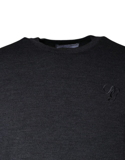 Pull ras du cou en laine gris foncé Dolce & Gabbana