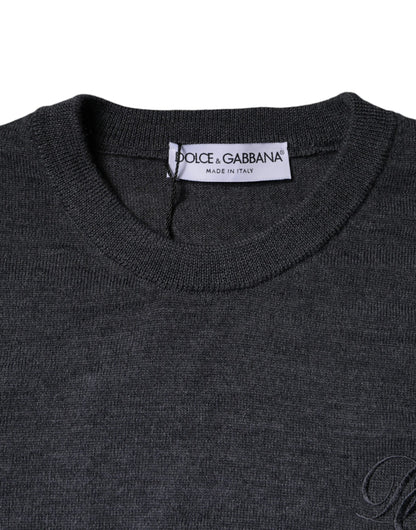 Pull ras du cou en laine gris foncé Dolce & Gabbana