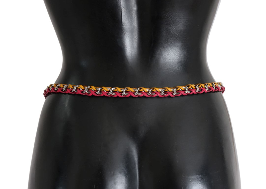 Ceinture Dolce & Gabbana en cuir rouge et jaune ornée de cristaux