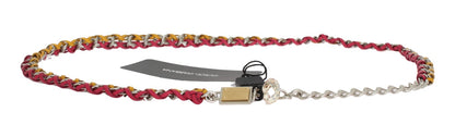 Ceinture Dolce & Gabbana en cuir rouge et jaune ornée de cristaux