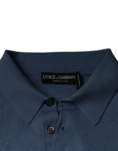 Pull Dolce & Gabbana en soie bleu ciel pour homme, avec col
