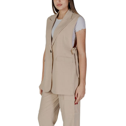 B.Young Beige Polyester Waistcoat
