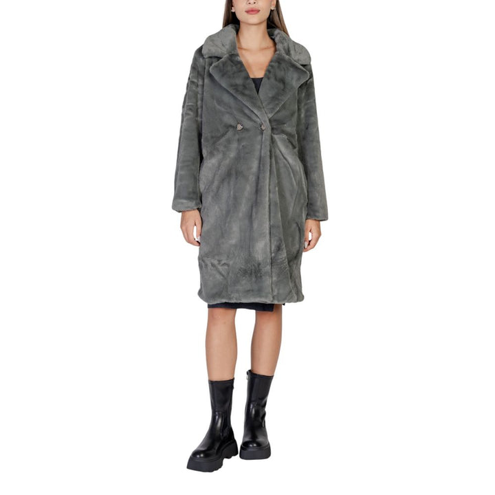 ICHI Black Polyester Coat