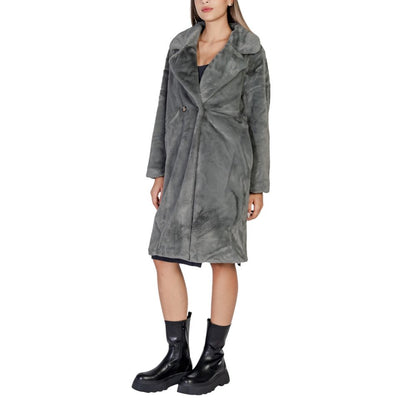 ICHI Black Polyester Coat