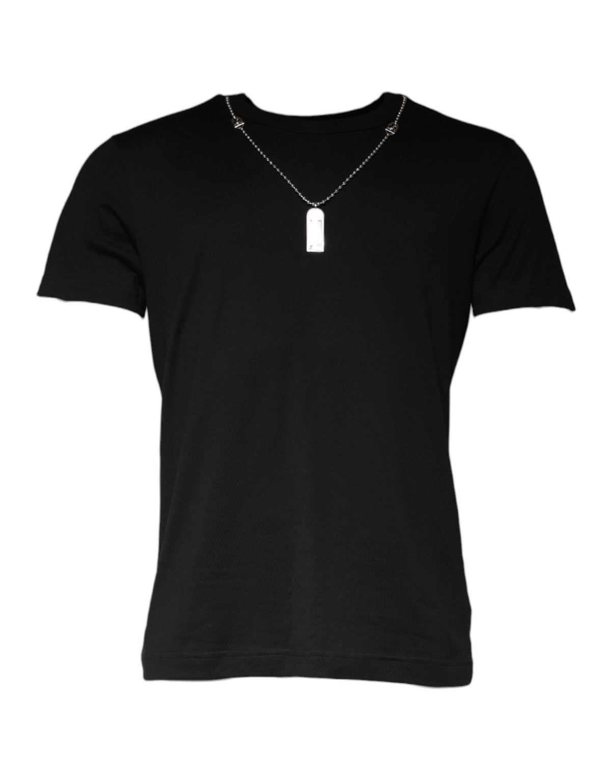 T-shirt en coton noir orné d'un collier Dolce & Gabbana