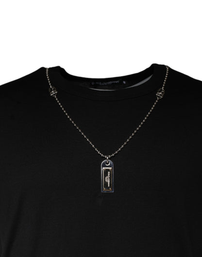 T-shirt en coton noir orné d'un collier Dolce & Gabbana