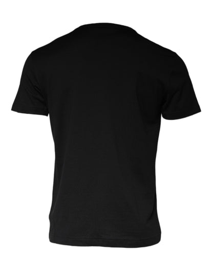 T-shirt en coton noir orné d'un collier Dolce & Gabbana