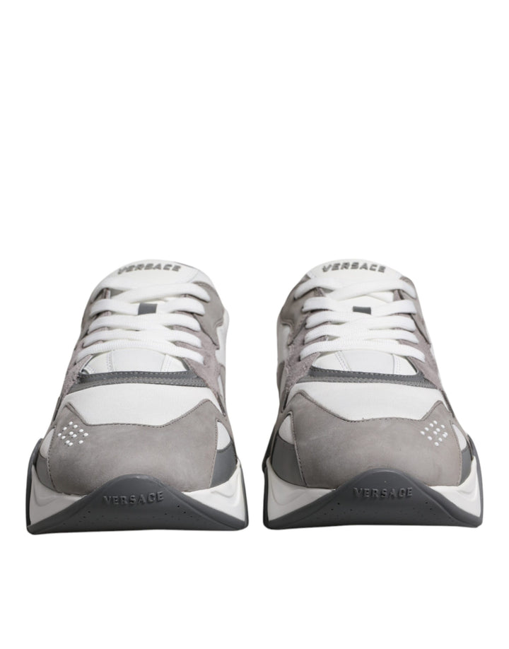 Zapatillas Versace Squalo de cuero gris, neopreno y suela gruesa bajas