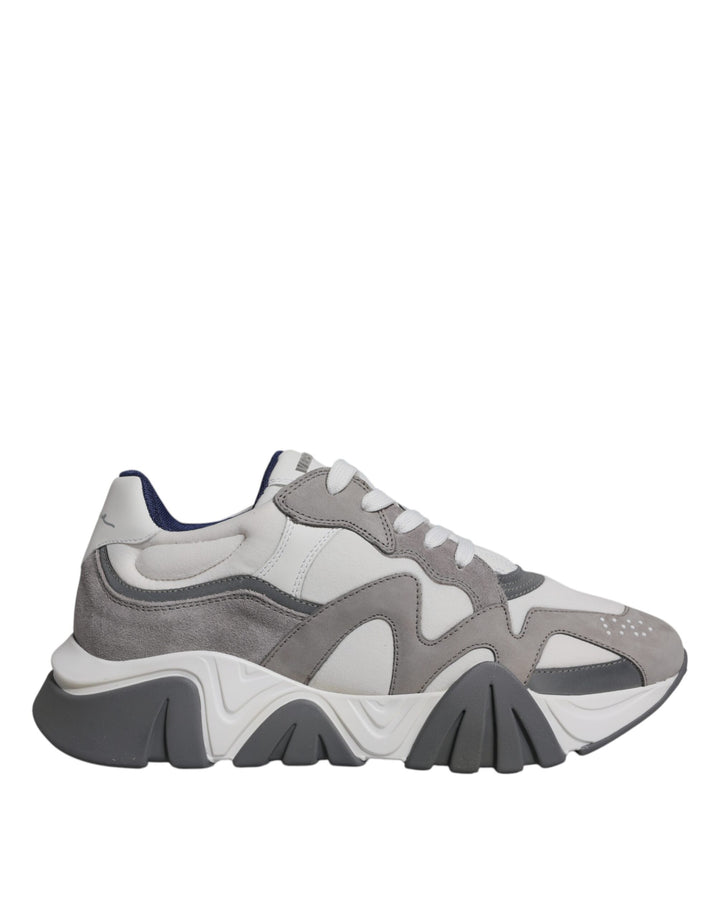 Zapatillas Versace Squalo de cuero gris, neopreno y suela gruesa bajas