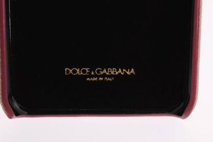 Étui de téléphone en cuir rose cœur cristal Dolce & Gabbana