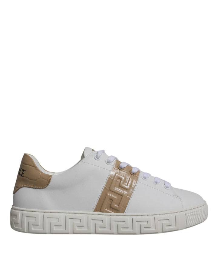 Zapatillas bajas de hombre Versace de TPU con estampado Greca en blanco y marrón