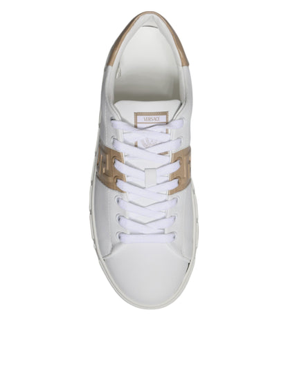 Zapatillas bajas de hombre Versace de TPU con estampado Greca en blanco y marrón