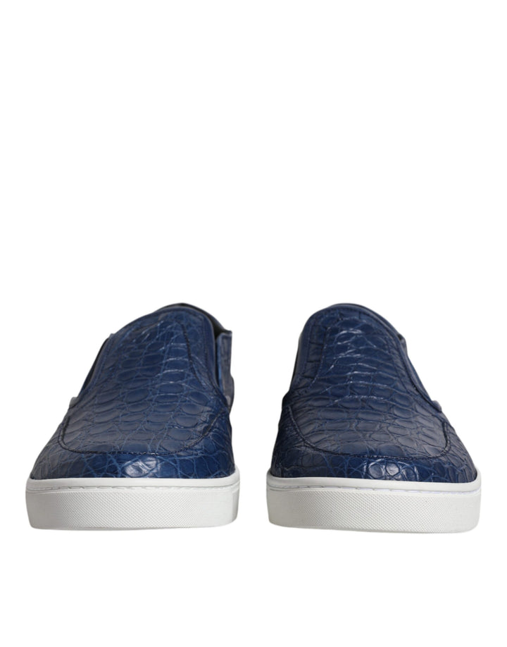 Zapatillas Dolce & Gabbana de piel exótica de cocodrilo azul para hombre