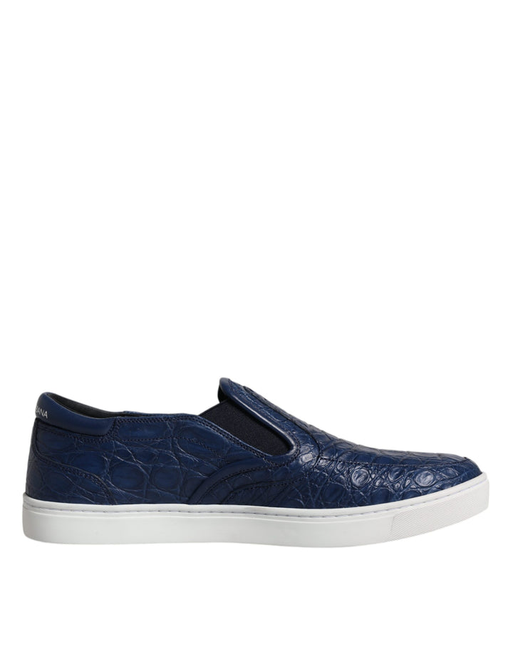 Zapatillas Dolce & Gabbana de piel exótica de cocodrilo azul para hombre