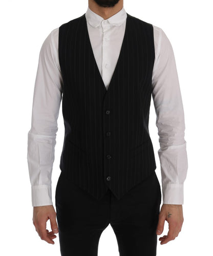 Gilet rayé Dolce & Gabbana en coton noir STAFF