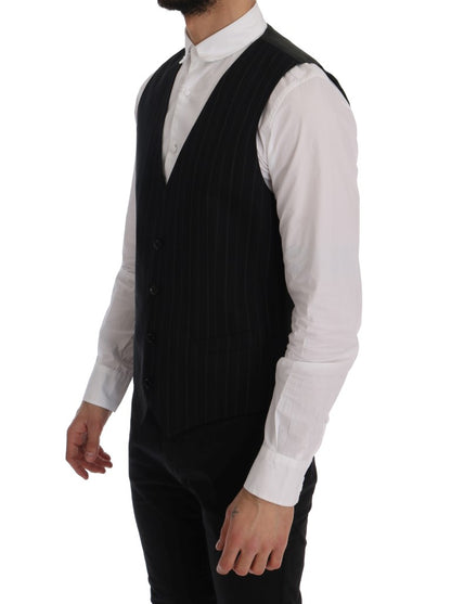 Gilet rayé Dolce & Gabbana en coton noir STAFF