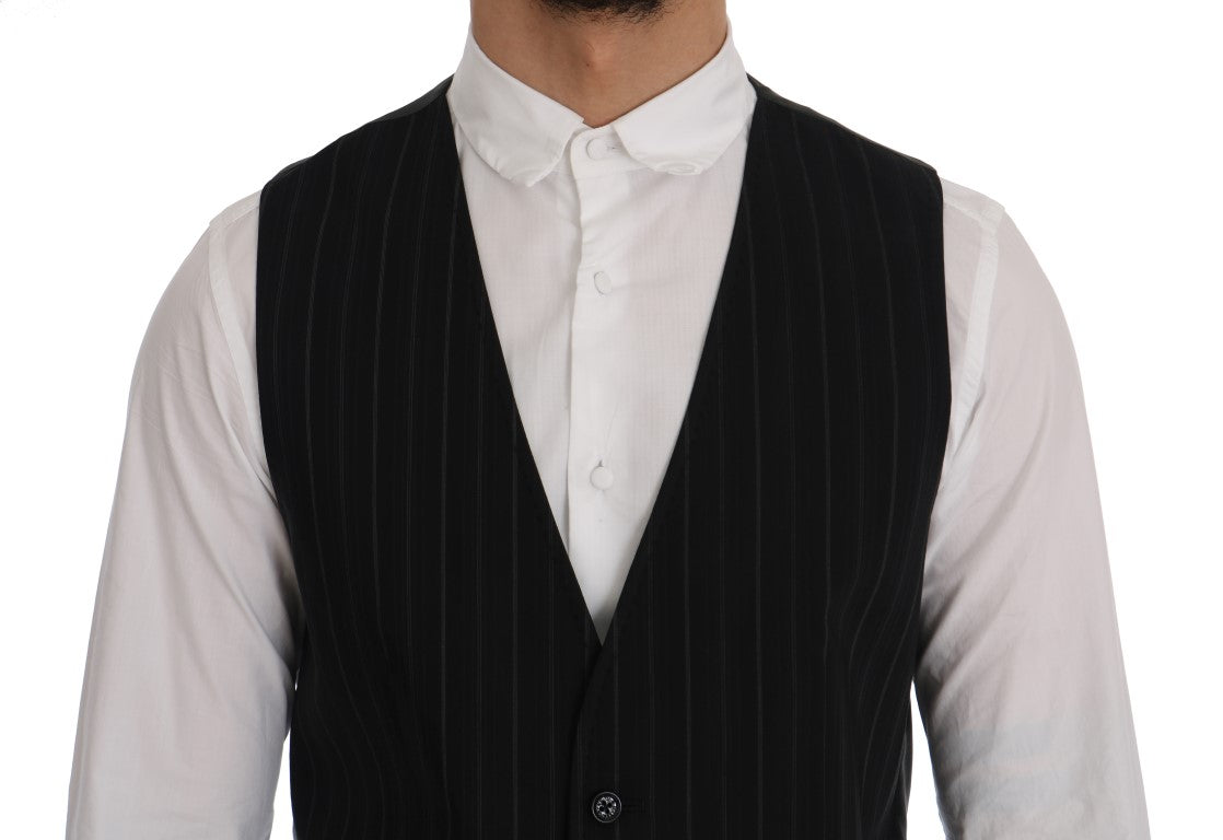 Gilet rayé Dolce & Gabbana en coton noir STAFF