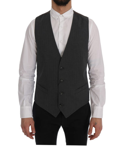 Gilet rayé en coton gris Dolce & Gabbana STAFF