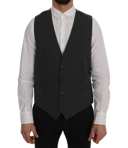 Gilet rayé en coton gris Dolce & Gabbana STAFF