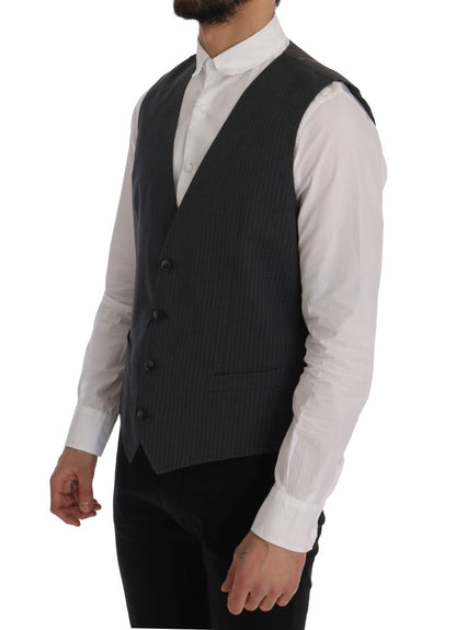 Gilet rayé en coton gris Dolce & Gabbana STAFF