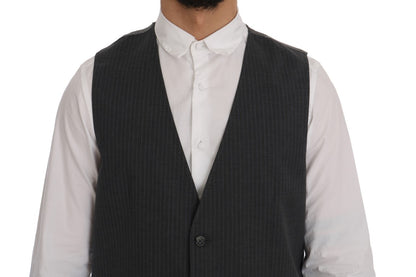 Gilet rayé en coton gris Dolce & Gabbana STAFF