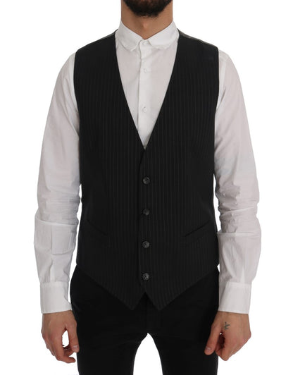 Gilet rayé en coton gris Dolce & Gabbana STAFF