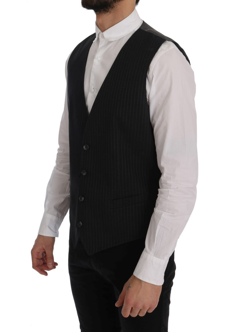 Gilet rayé en coton gris Dolce & Gabbana STAFF