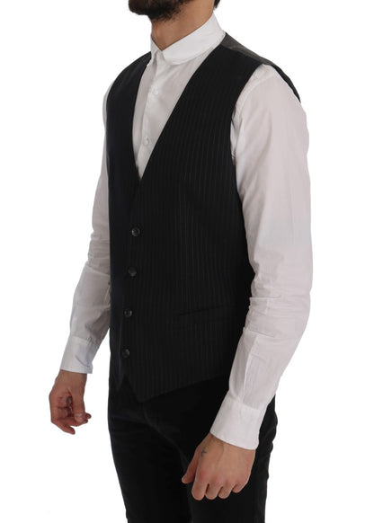 Gilet rayé en coton gris Dolce & Gabbana STAFF
