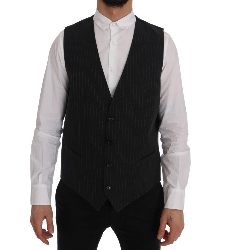 Gilet rayé en coton gris Dolce & Gabbana STAFF