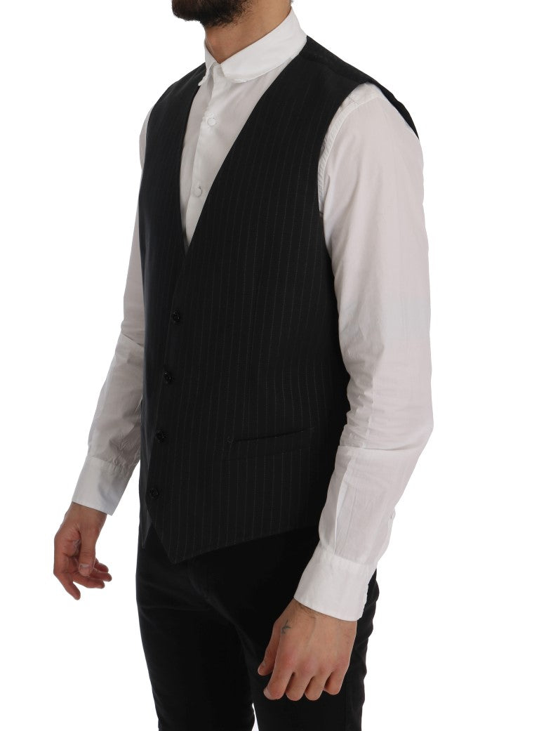 Gilet rayé en coton gris Dolce & Gabbana STAFF