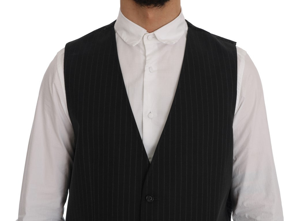 Gilet rayé en coton gris Dolce & Gabbana STAFF