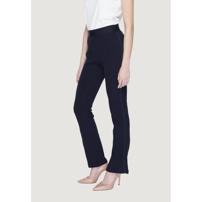 Street One Blue Cotton Flared Pants