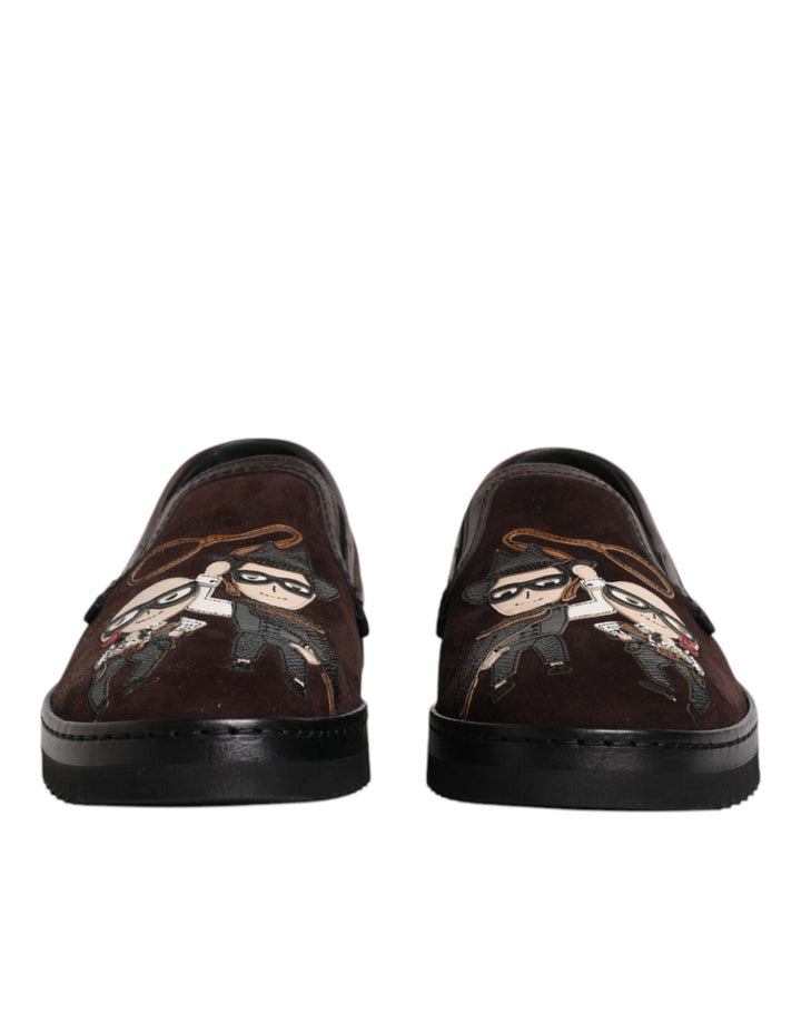 Zapatos Dolce & Gabbana planos sin cordones DG Family de ante marrón