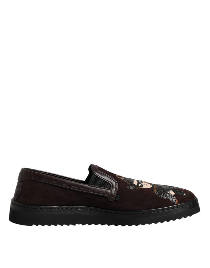 Zapatos Dolce & Gabbana planos sin cordones DG Family de ante marrón