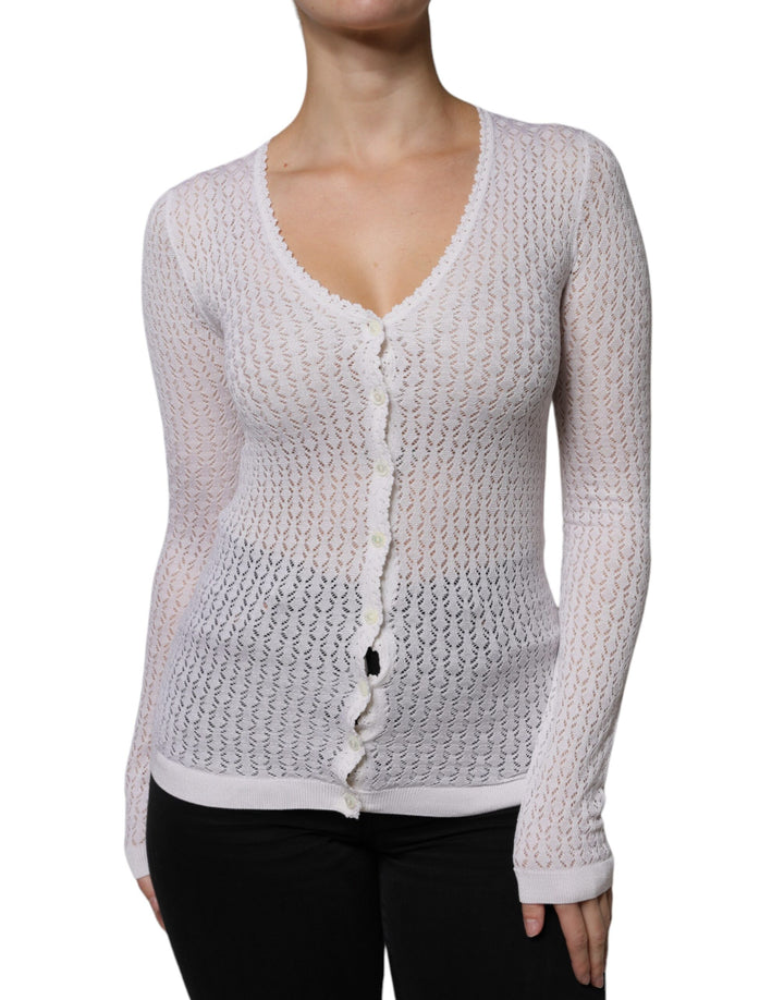 Cardigan en soie blanc à boutons Dolce & Gabbana