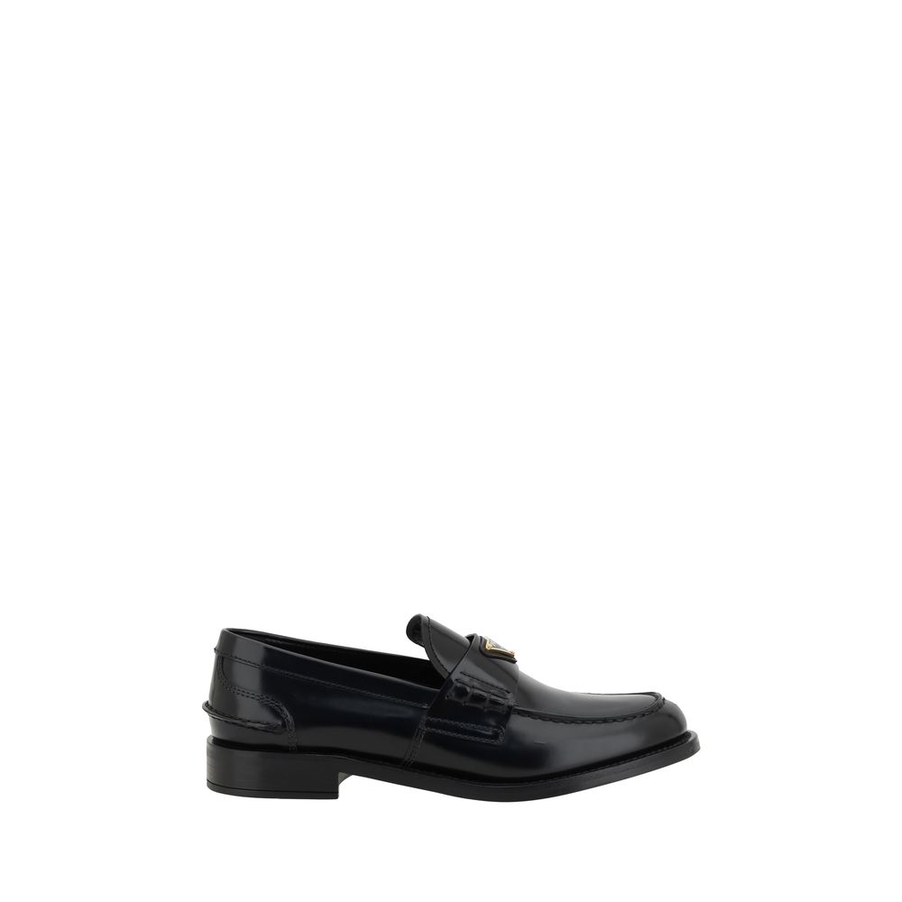 Mocassins Prada en cuir noir avec logo